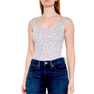 NWT Free People Printed Clean Lines Bodysuit - Sleeveless